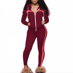 Burgundy Zip-Up 2-piece track suit